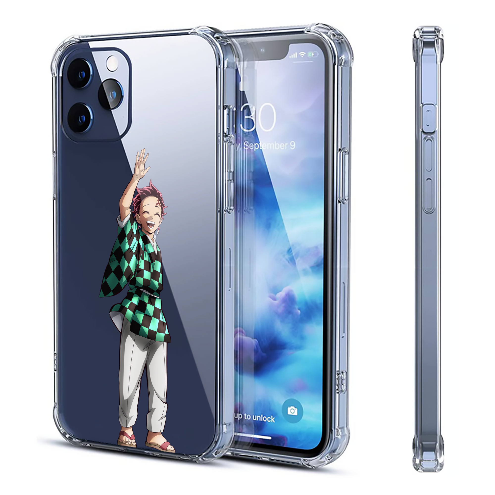 （画像用） 鬼滅の刃 竈門 炭治郎／かまど たんじろう Kamado Tanjirou 【iPhone 12シリーズ対応】透明スマホケース（クリアソフトケース）